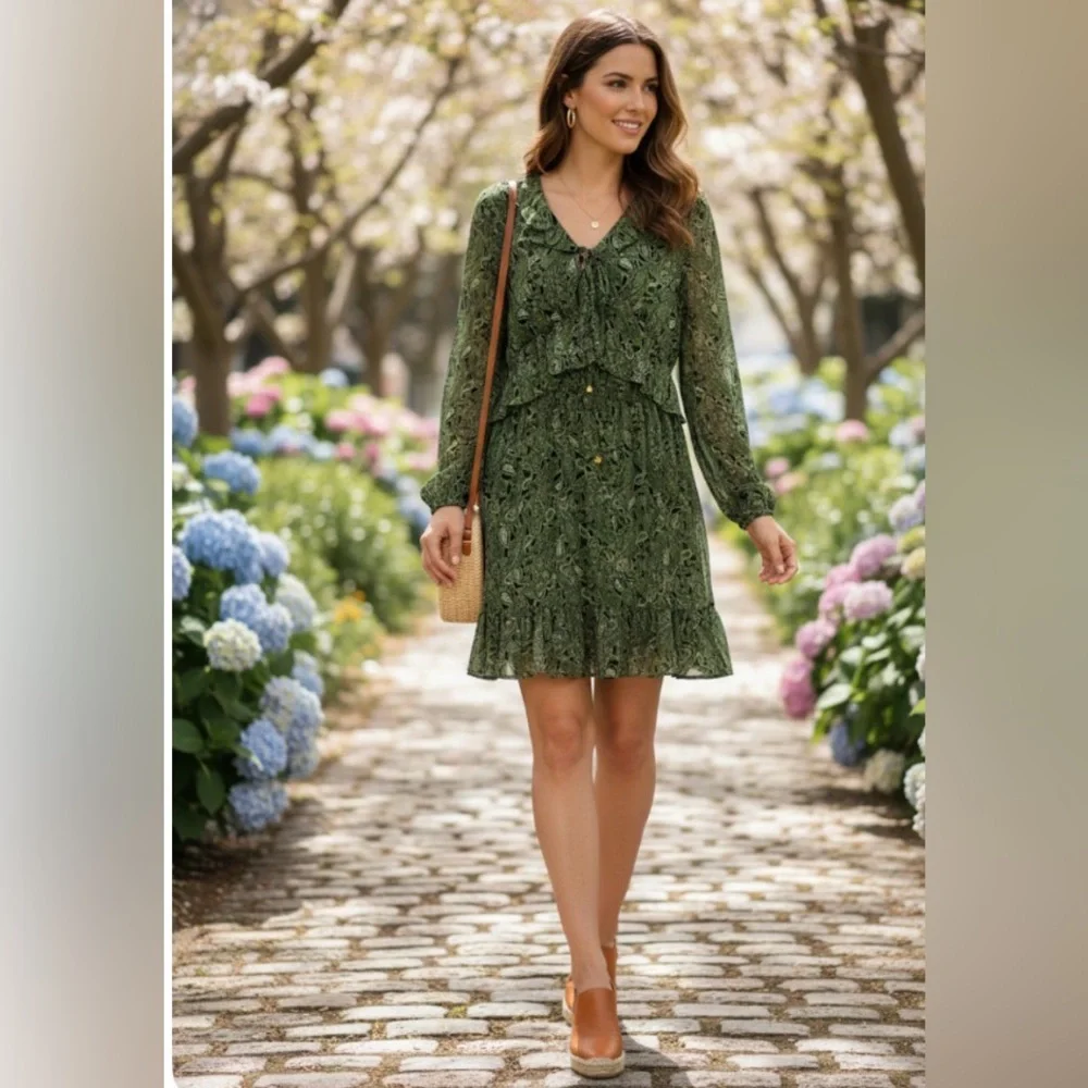 NWT Michael Kors‎ Green Paisley Dress size XL